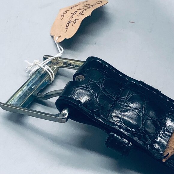 Foe Crocodile or Alligator black belt made in Mexico silver buckle size 32 READ - Picture 5 of 9